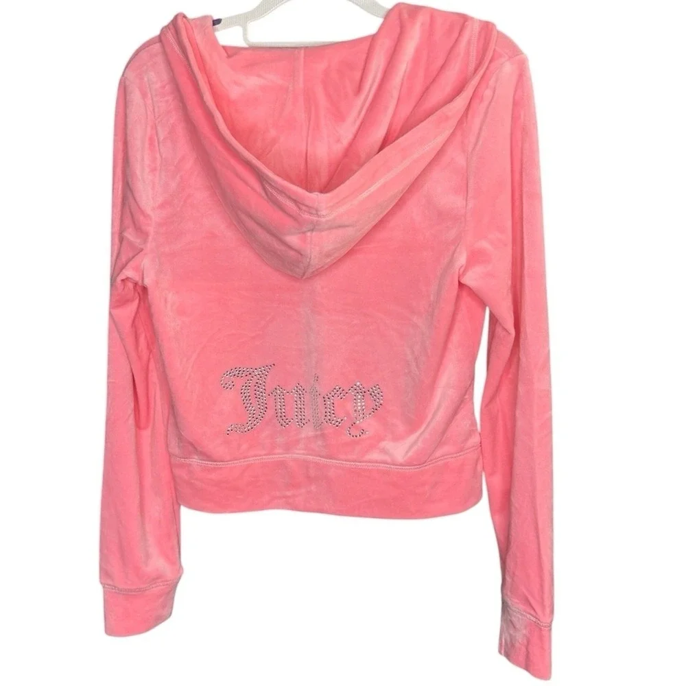 Juicy Couture Bling Velour Tracksuit Hoodie Shorts Set Flamingo Pink L NWT